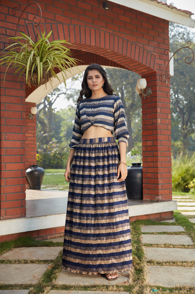 imported fabric navy blue Skirt & navy blue Top Wedding & Party Wear