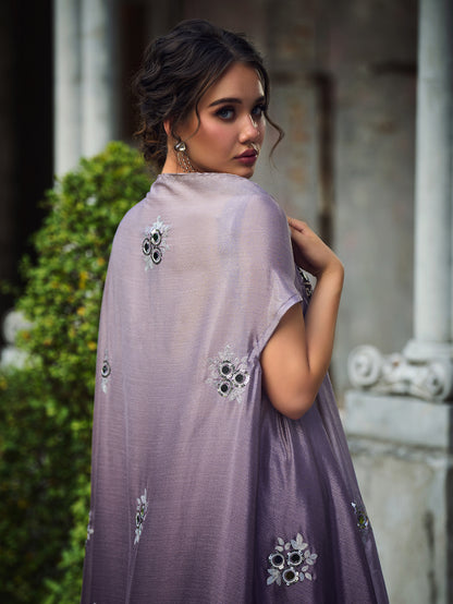 Designer purple chinon padding embroidered Choli with purple Plazzo Party wear With Koti