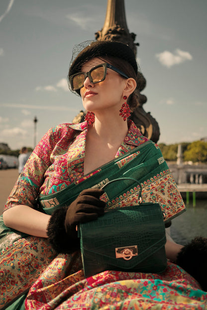 Green Kashmiri Handloom Silk Woven Work Saree With Blouse