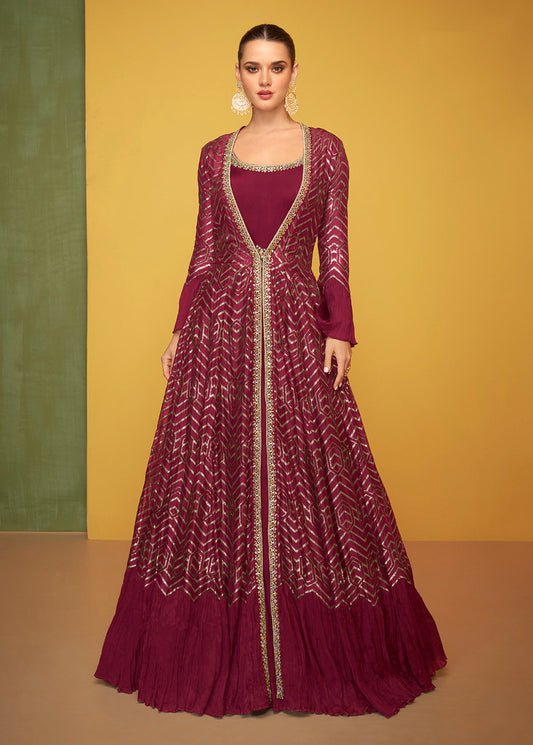 Red Premium Silk Heavy Thread Embroidery With Sequins Work Salwar Kameez