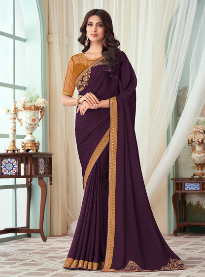 Grepe Milano Silk Thread Embroidred With Sequins Work Saree with Blouse